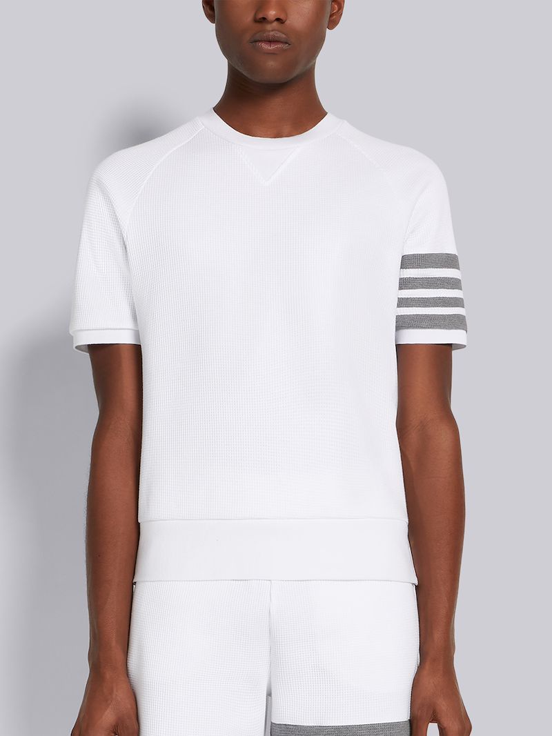 White Compact Waffle 4-Bar Short Sleeve Sweatshirt