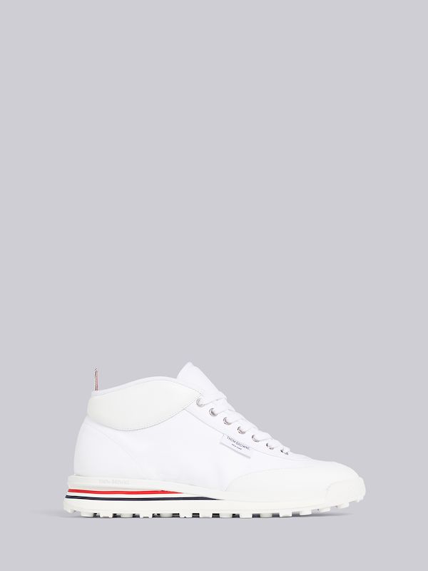 White Cotton Canvas Interlock Tech Runner Rugby Trainer