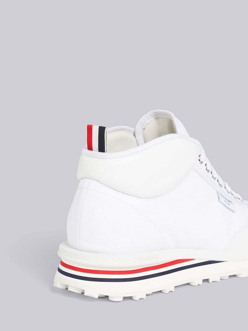 White Cotton Canvas Interlock Tech Runner Rugby Trainer