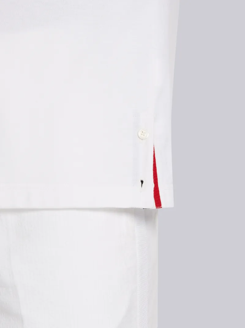 White Cotton Jersey 4-Bar Short Sleeve Yoke Seam Tee