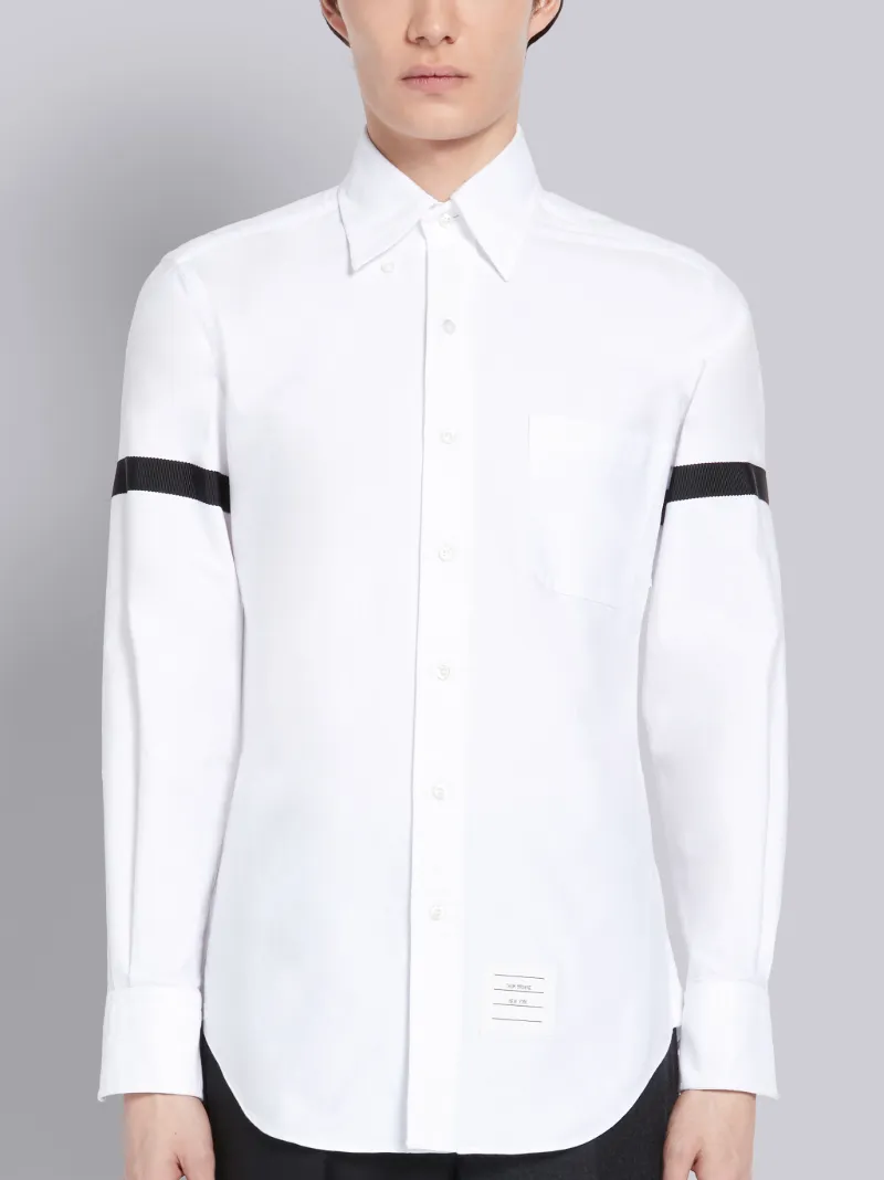 White Cotton Oxford Black Armband Classic Shirt