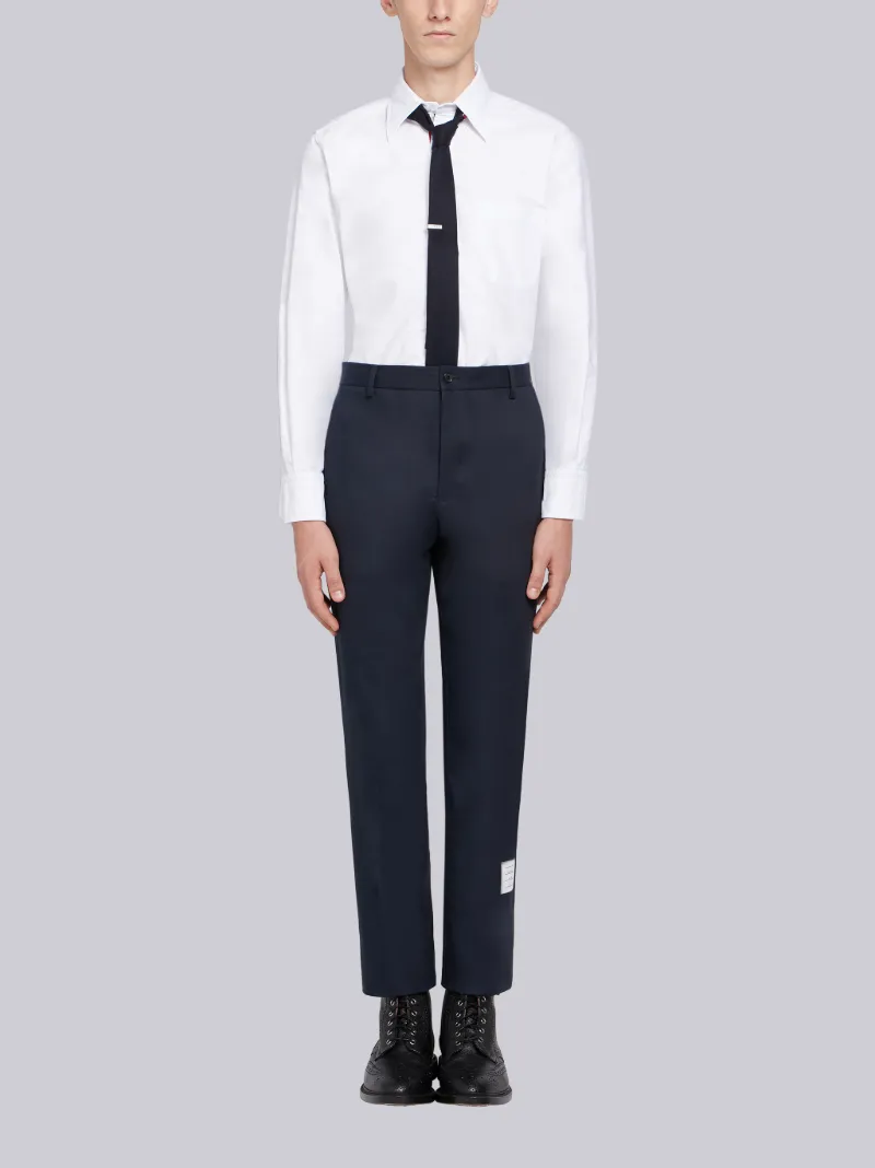 White Cotton Oxford Grosgrain Placket Shirt