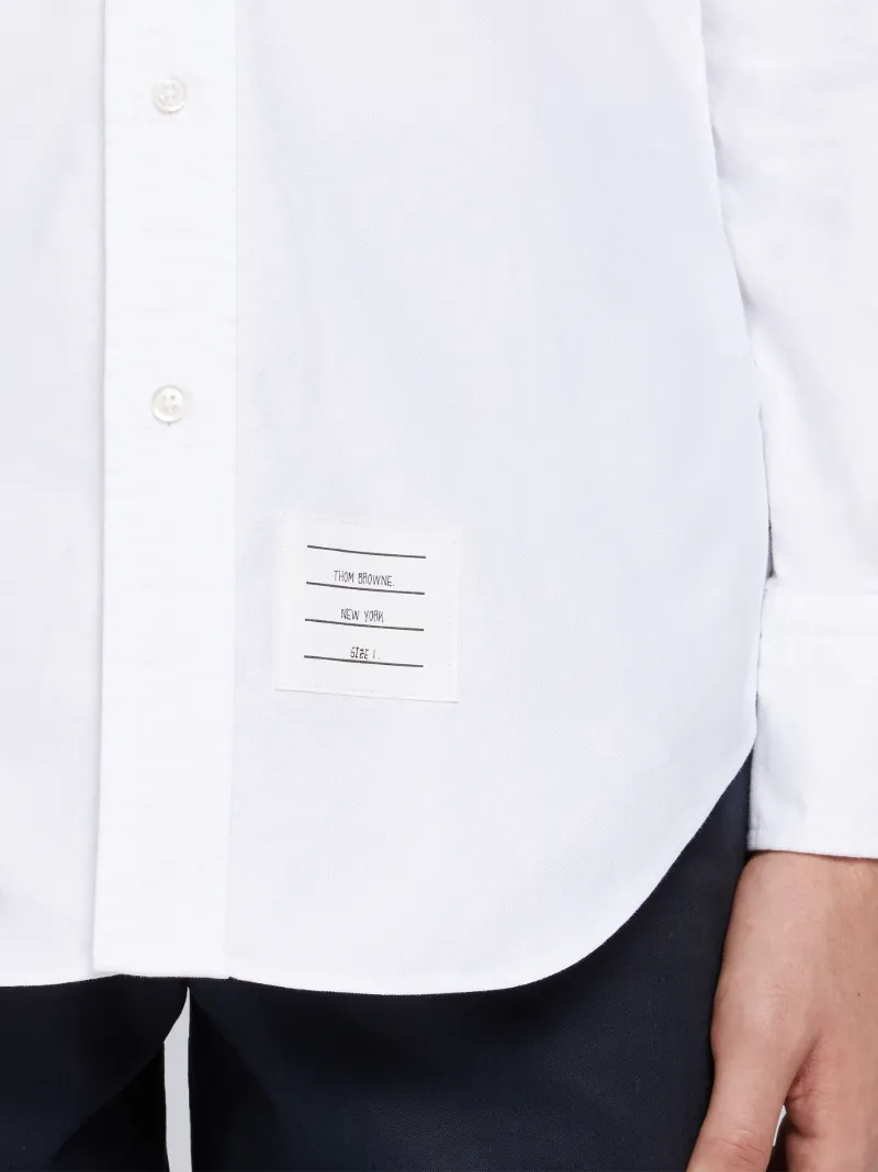 White Cotton Oxford Grosgrain Placket Shirt