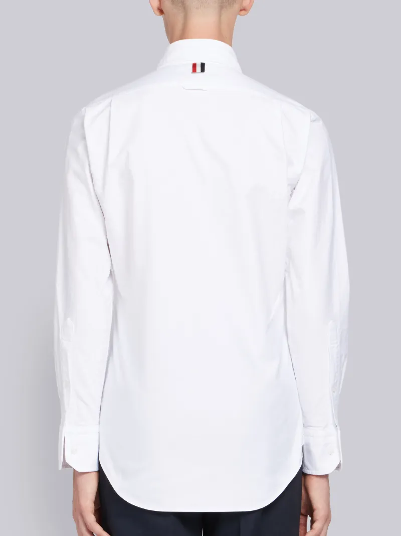 White Cotton Oxford Grosgrain Placket Shirt