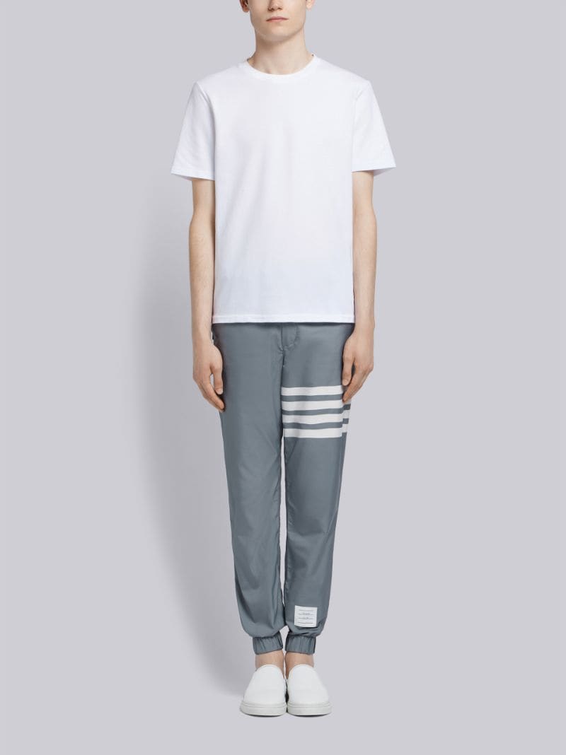White Cotton Pique Center Back Stripe Relaxed Fit Tee | Thom Browne Official