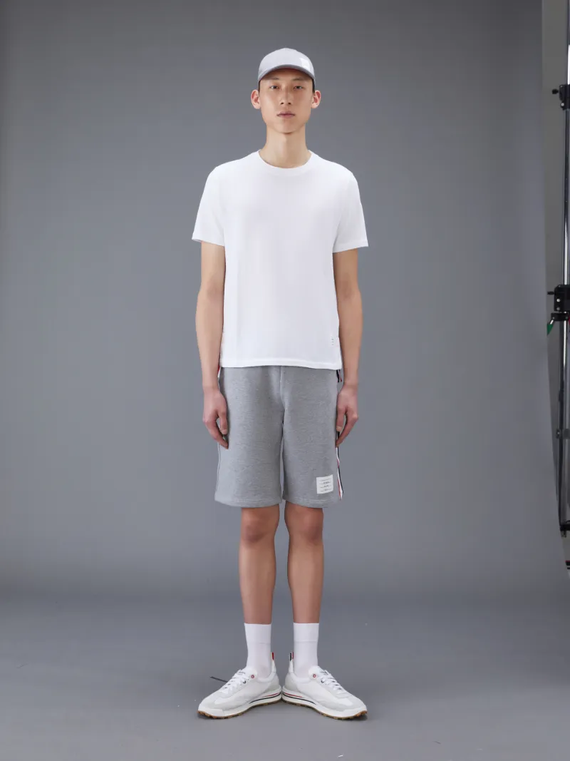 White Cotton Pique Center Back Stripe Relaxed Fit Tee