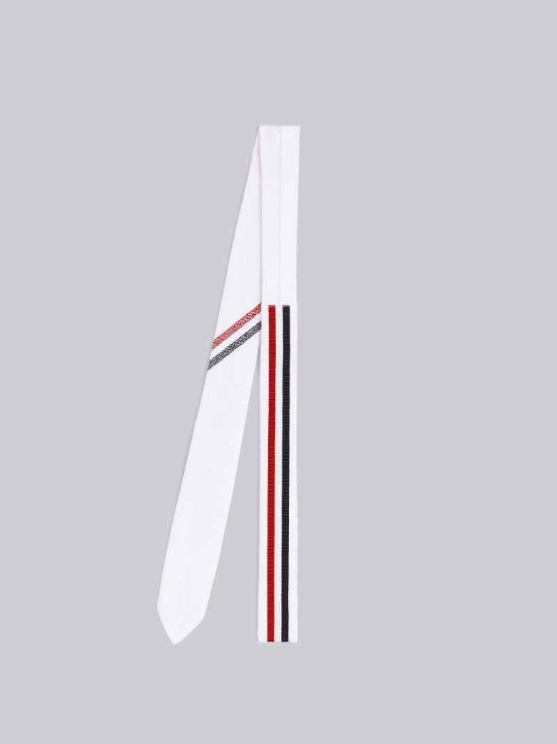 White Cotton Pique Diagonal Stripe Classic Tie