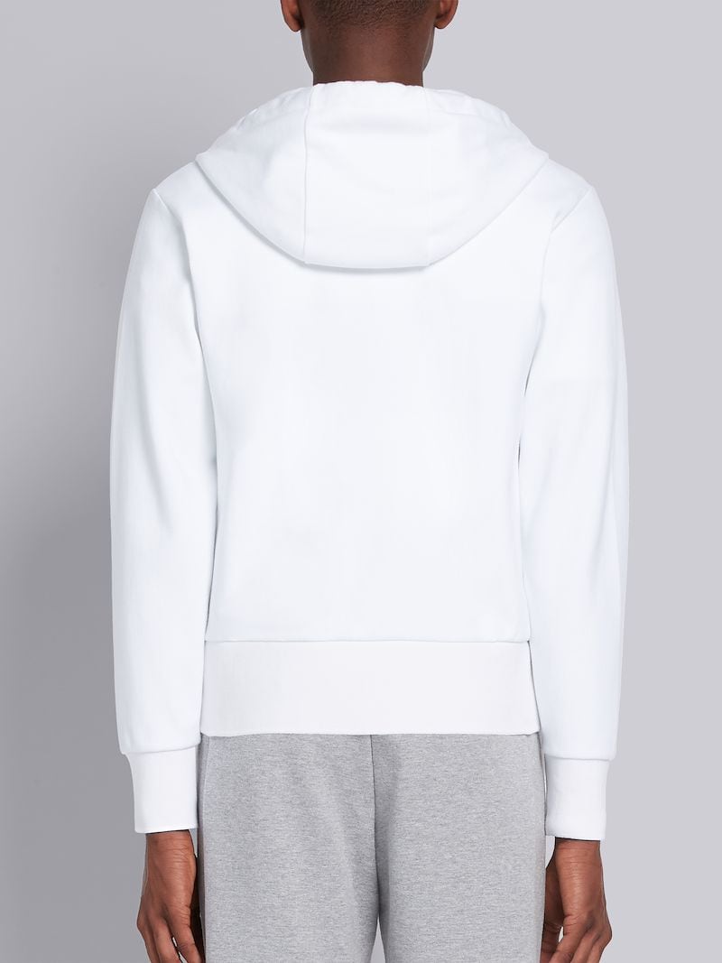 White Double Knit Cotton 4Bar Zipup Hoodie Thom Browne Official