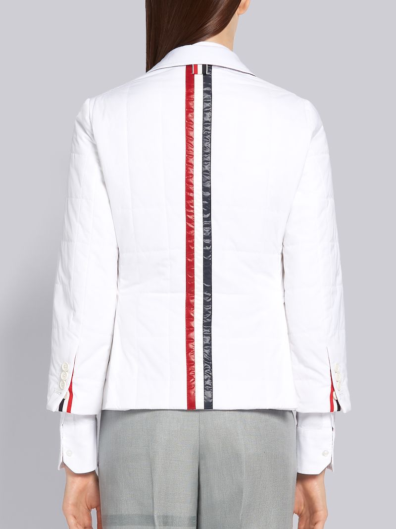 White Down Filled Poly Twill Center Back Stripe Sport Coat