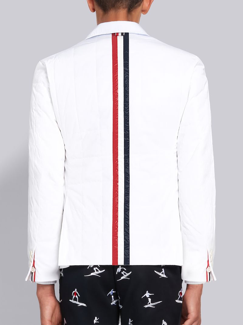 White Down Filled Poly Twill Center Back Stripe Sport Coat