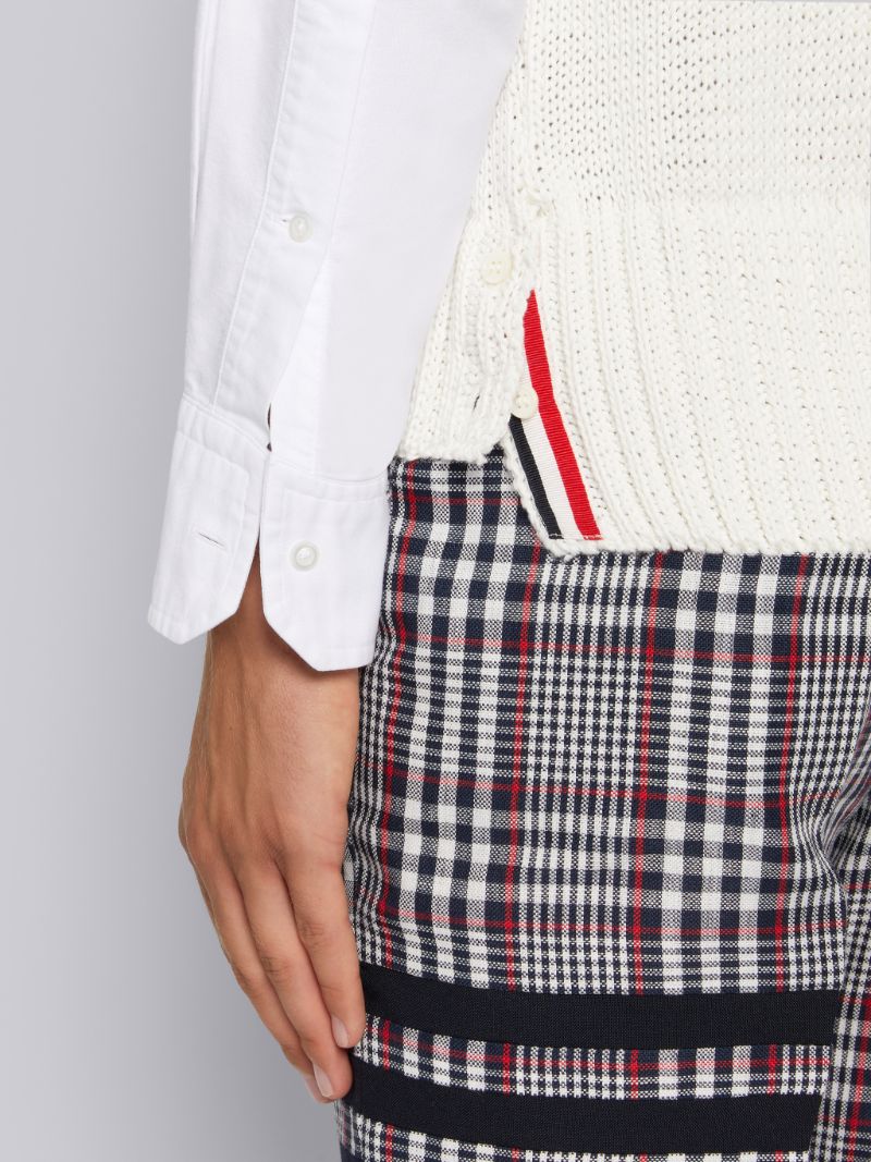White Jersey Stitch Cotton 4-Bar Chest Pocket Short Sleeve Pullover