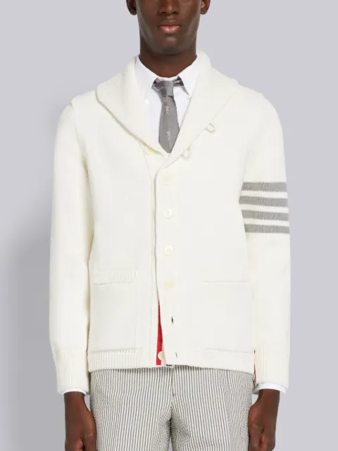 Baby Cable Rib Cotton 4-Bar V-Neck Cardigan | Thom Browne