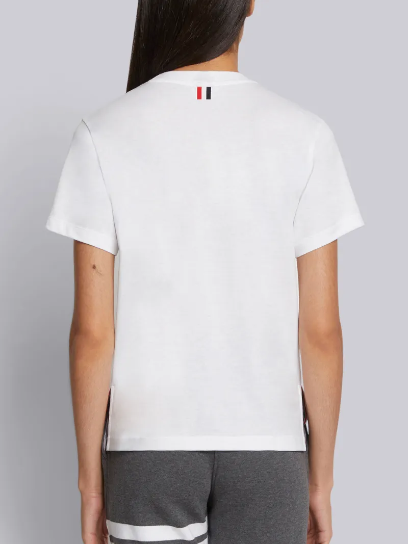 White Lightweight Jersey Relaxed Fit Side Slit Short Sleeve Tee