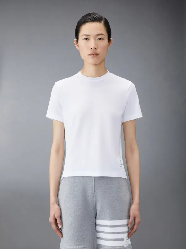 White Lightweight Jersey Relaxed Fit Side Slit Short Sleeve Tee