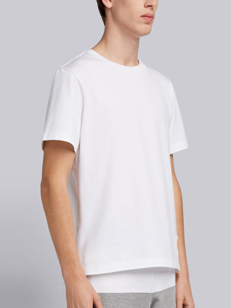 White Medium Weight Jersey Side Slit Relaxed Fit Tee