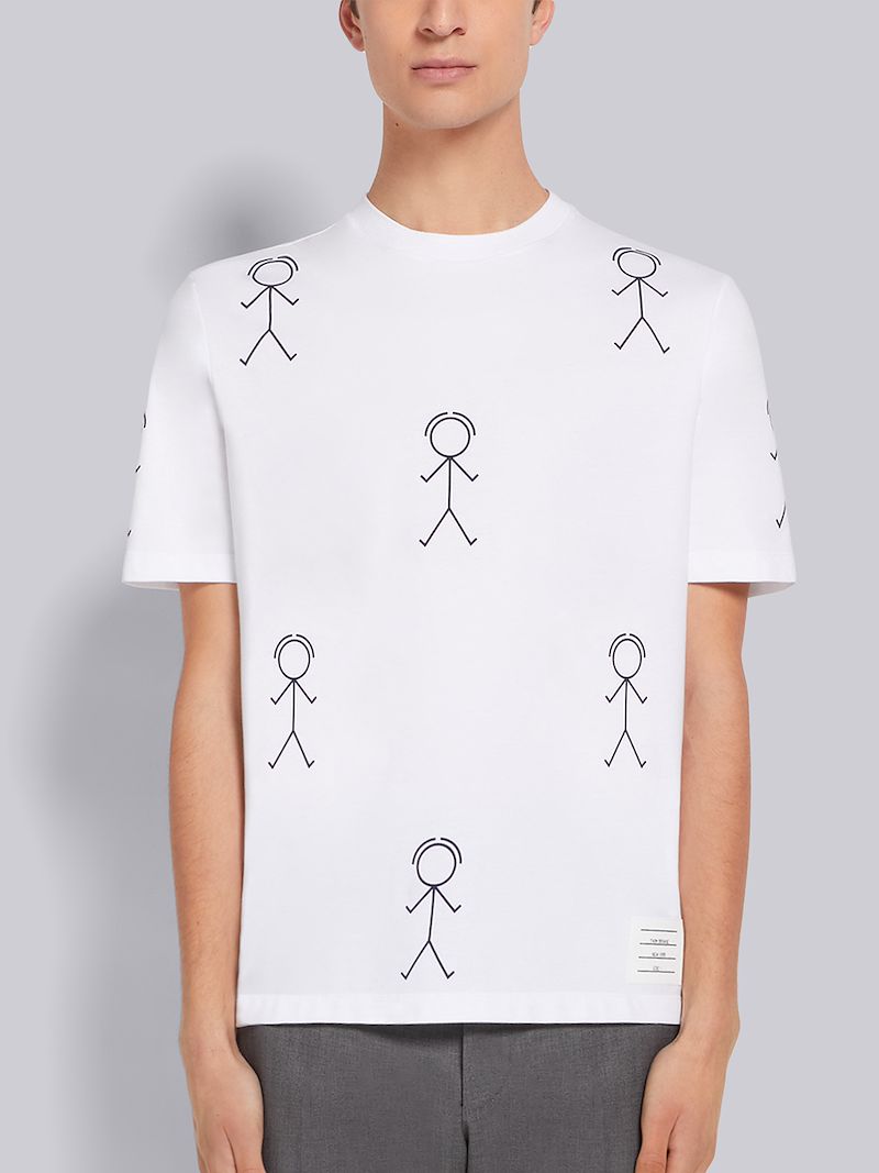 White Midweight Jersey Half Drop Mr. Thom Icon Print Tee
