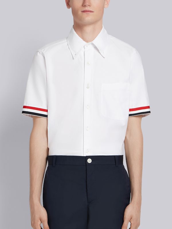 White Oxford Grosgrain Cuff Shirt