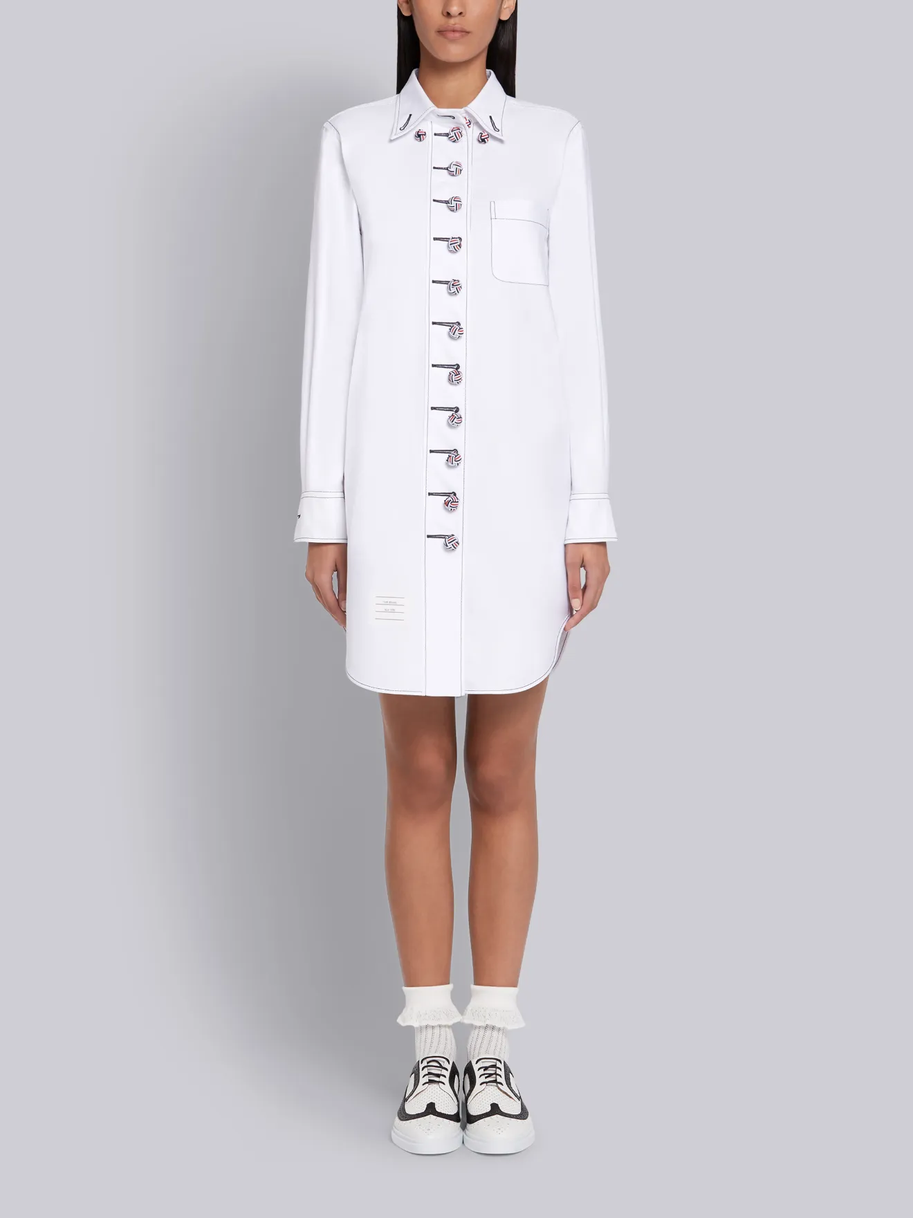 White Oxford Military Shirtdress 