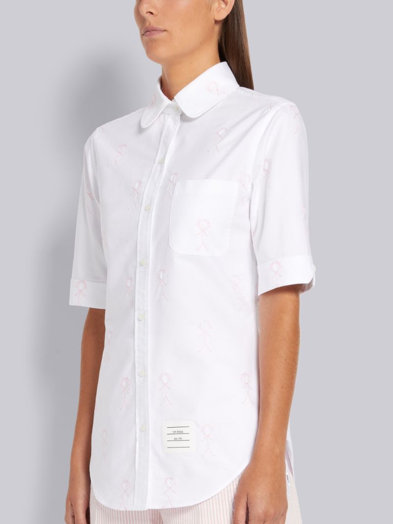 White Oxford Mrs. Thom Half Drop Round Collar Classic Short Sleeve Shirt