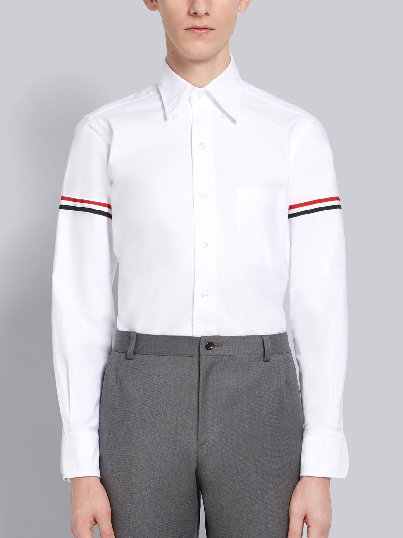 Thom Browne Stripe Oxford Armband Straight Fit Shirt