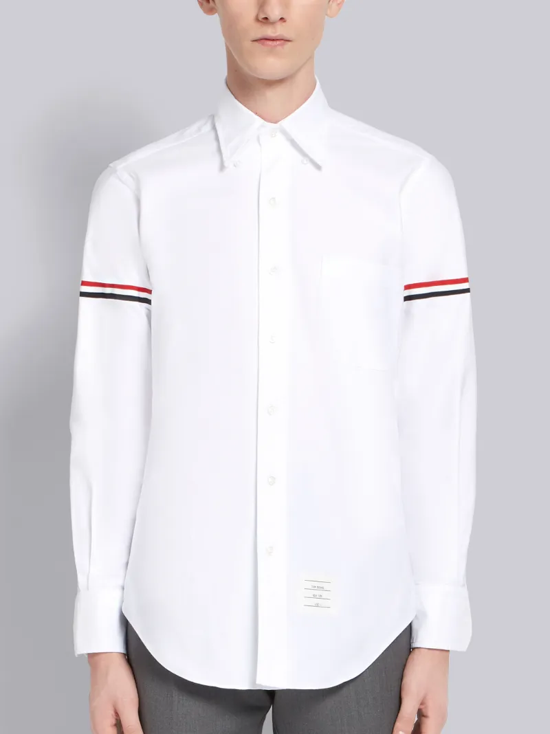 White Oxford Striped Grosgrain Armband Classic Shirt