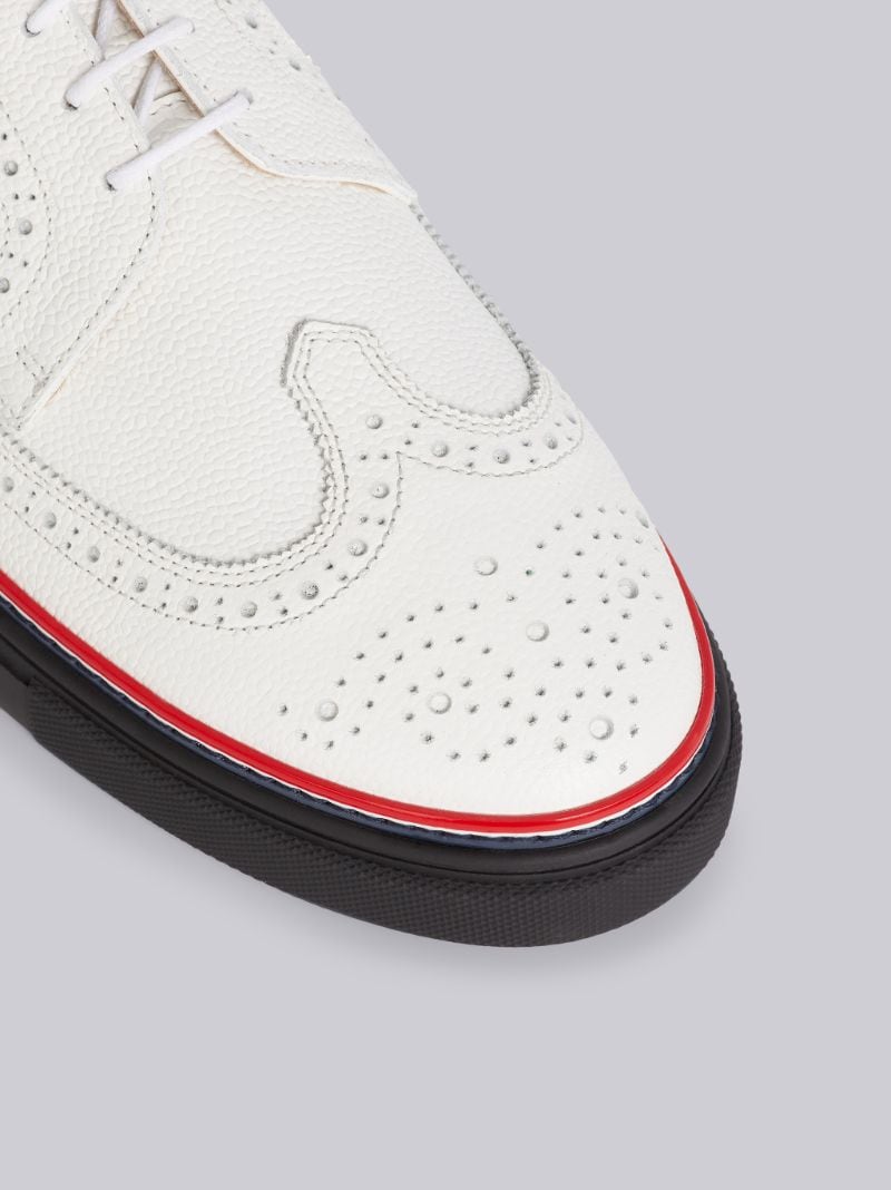 White Pebbled Calfskin Longwing Brogue Trainer