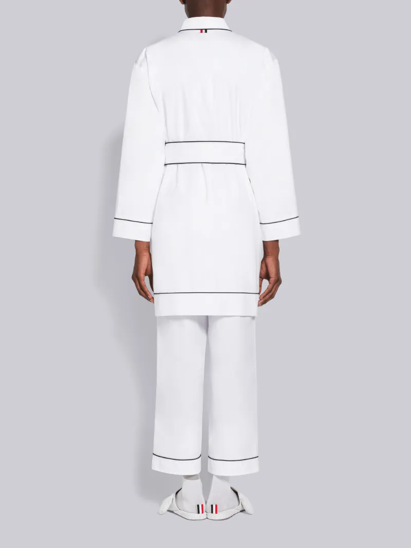 White Poplin Piping Patch Pocket Robe