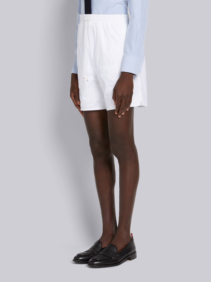 White Quilted Ripstop Jersey Lining Track Short