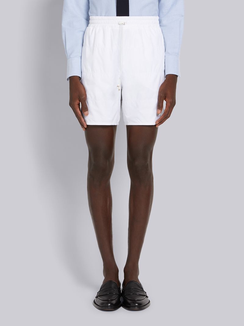 White Quilted Ripstop Jersey Lining Track Short