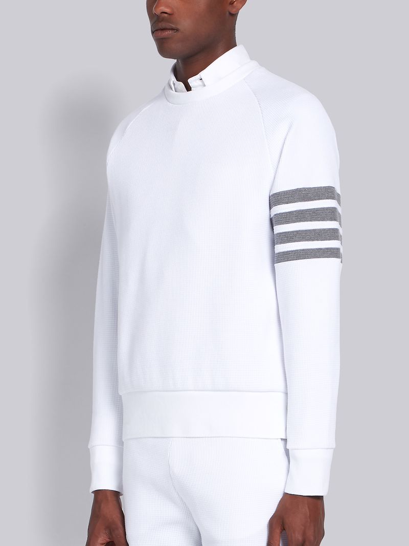 White Raglan Sleeve 4-Bar Sweatshirt