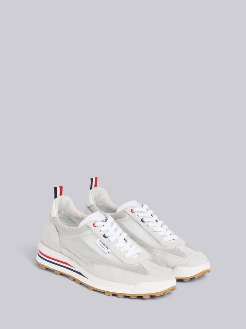 White Ripstop Suede and Mesh Unlined Tech Runner