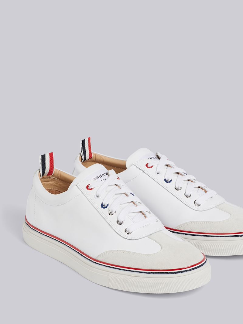 White Rubber Calfskin Trainer 