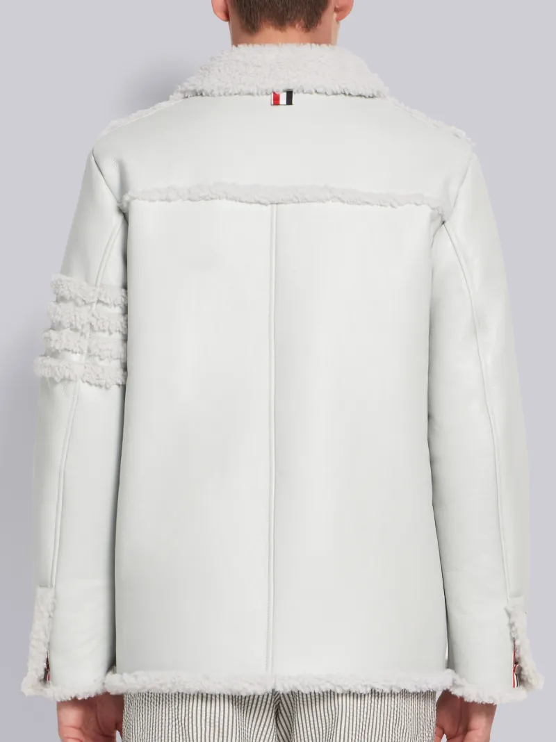 White Shearling Button Front Sack Jacket 