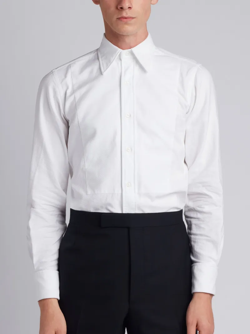 White Solid Poplin Classic Tuxedo Shirt 