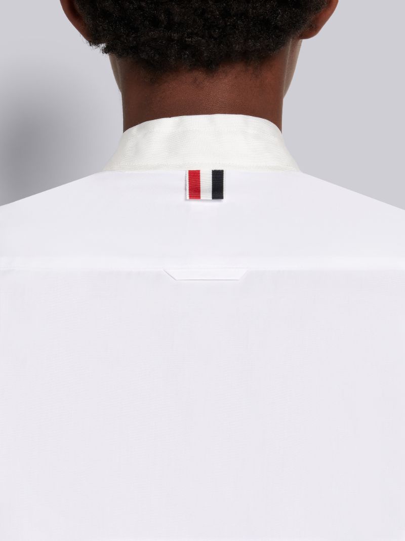 White Solid Poplin & Silk Twill Necktie Shirt
