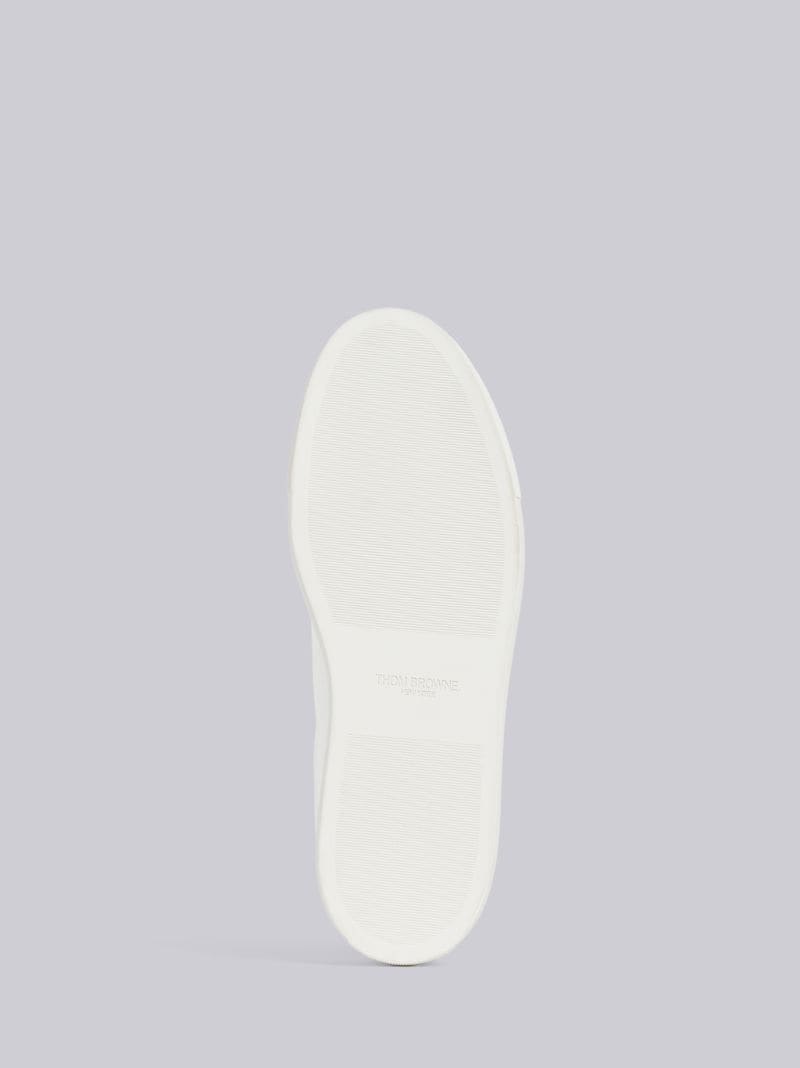 White Vitello Leather Stripe Tennis Shoe | Thom Browne