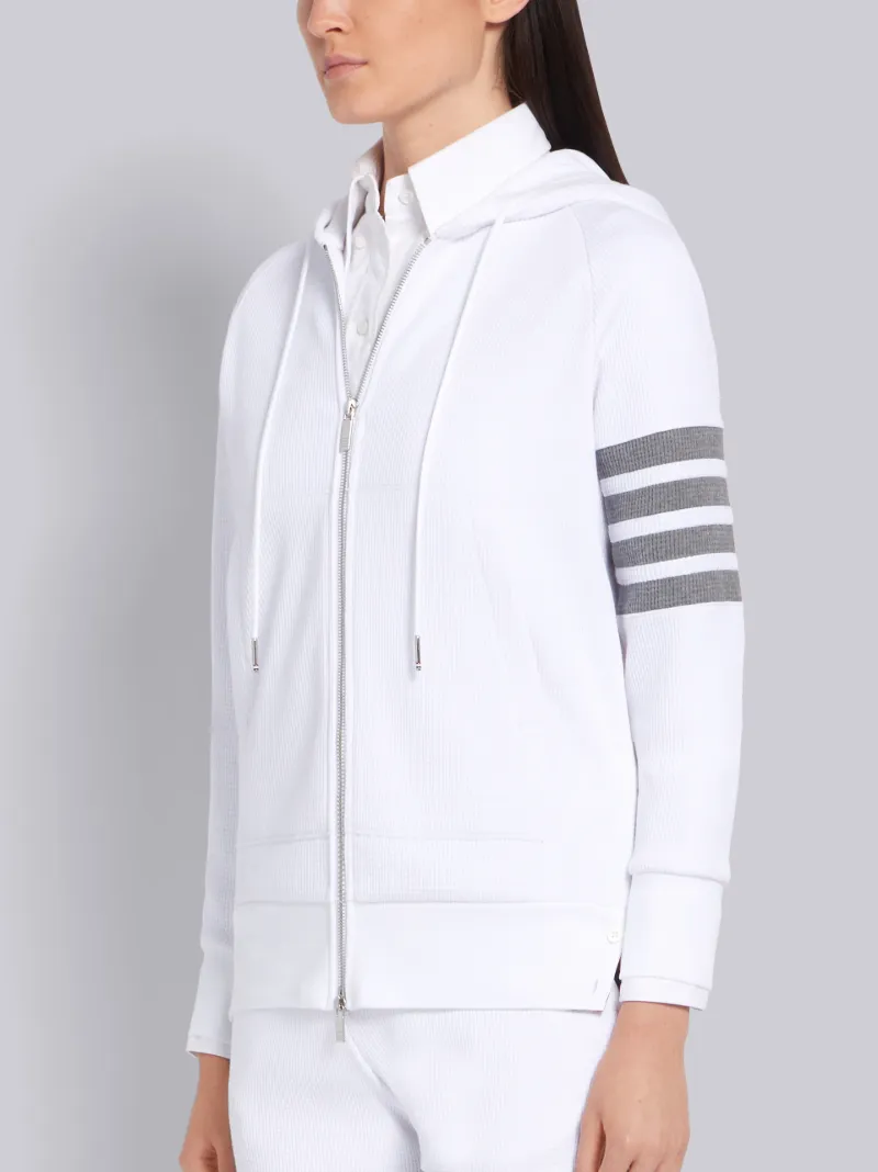 White Waffle Zip-Up 4-Bar Hoodie