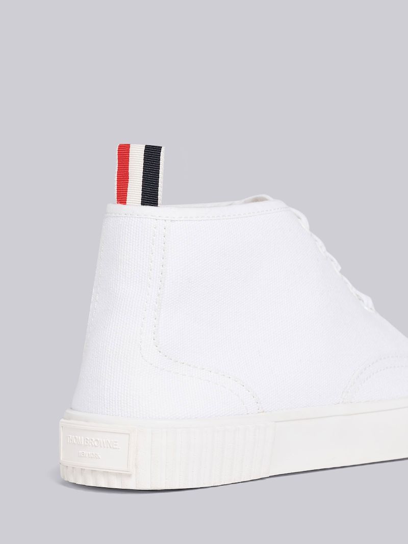 White Water Repellent Canvas Vulcanized Rubber Sole Mid-Top Heritage Trainer