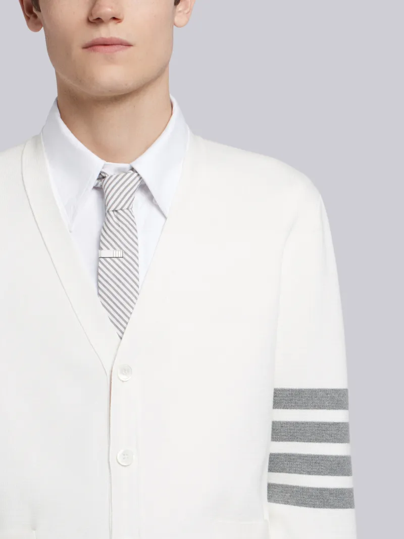 Whitemilano Stitch Cotton 4-bar V-neck Cardigan