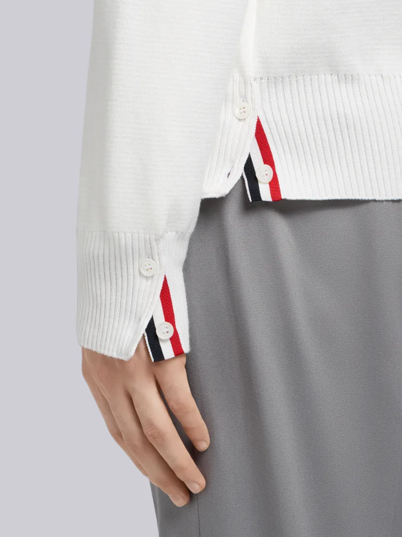 Whitemilano Stitch Cotton 4-bar V-neck Cardigan
