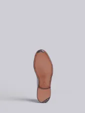 Wholecut Shoe With Red, White And Blue Leather Bow In Silver Pebble Grain