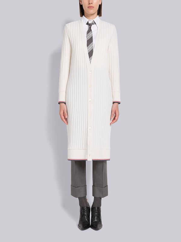 Wide Rib Cashmere Tipping Cardigan Dress