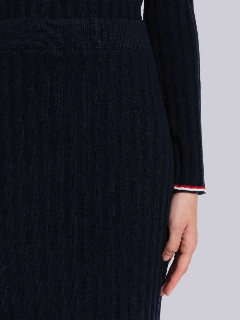 Wide Rib Cashmere Tipping Pencil Skirt