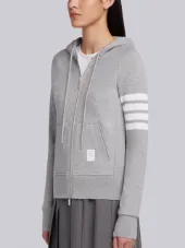 Womens Full Zip Hoodie With Engineered 4-Bar Stripe