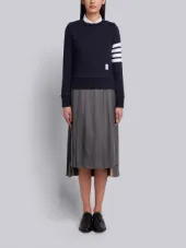 Womens Pullover Sweatshirt With Engineered 4-Bar Stripe