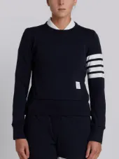 Womens Pullover Sweatshirt With Engineered 4-Bar Stripe