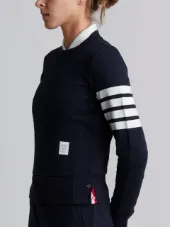 Womens Pullover Sweatshirt With Engineered 4-Bar Stripe