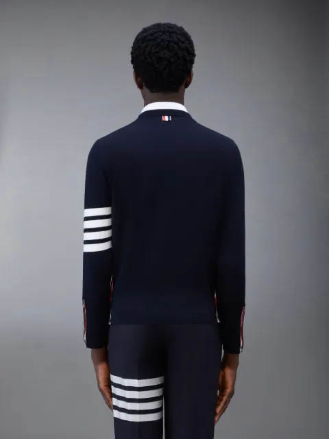 Fine Merino Jersey Stripe Relaxed Crew Neck Pullover | Thom Browne