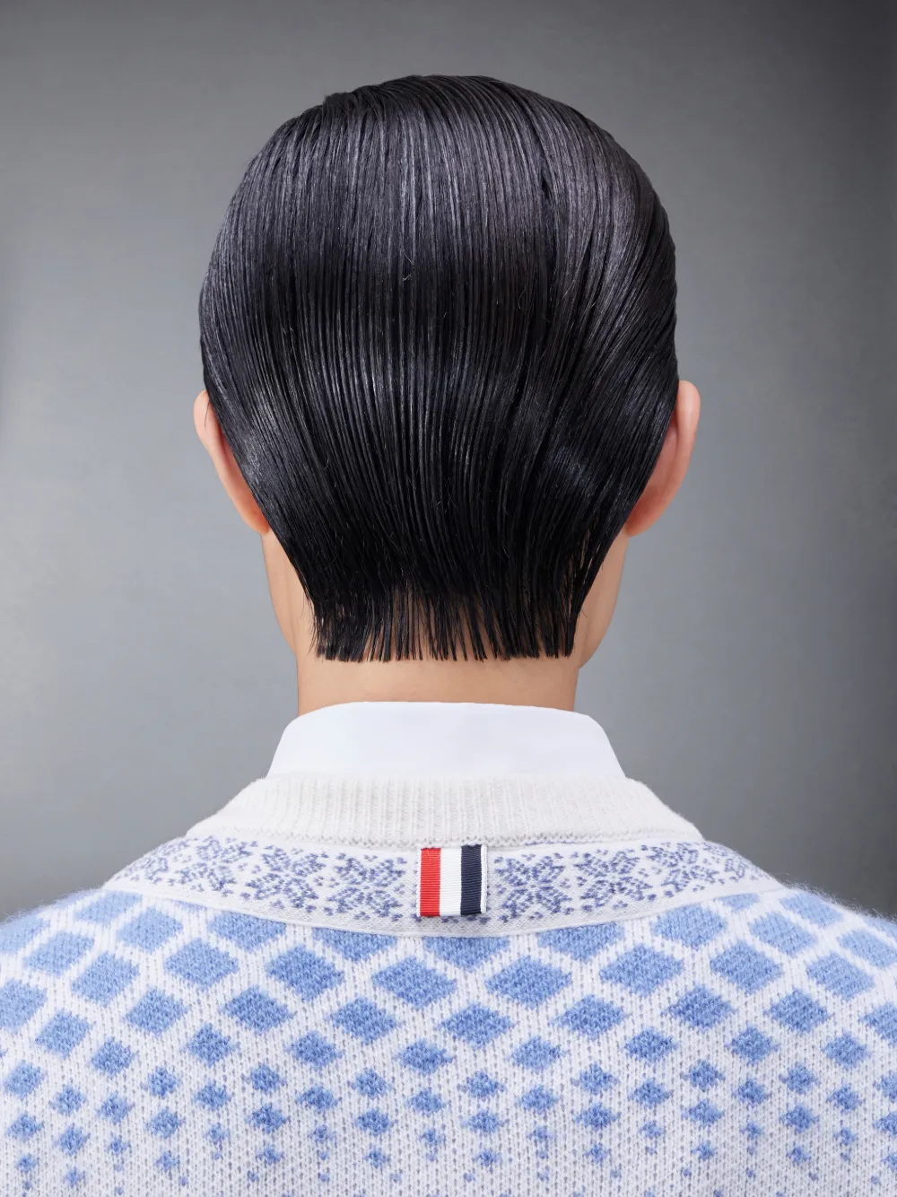 Wool and Mohair Wave Fair Isle Jacquard Crew Neck Cardigan Wool and Mohair Wave Fair Isle Jacquard Crew Neck Cardigan