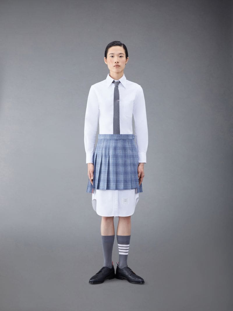 Wool Cashmere Check Pleated Mini Skirt | Thom Browne